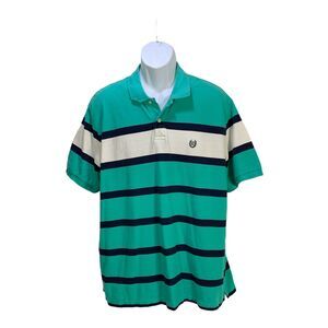 VTG Chaps Mens Polo Shirt Size XXL Striped Cotton Color Block Short Sleeve